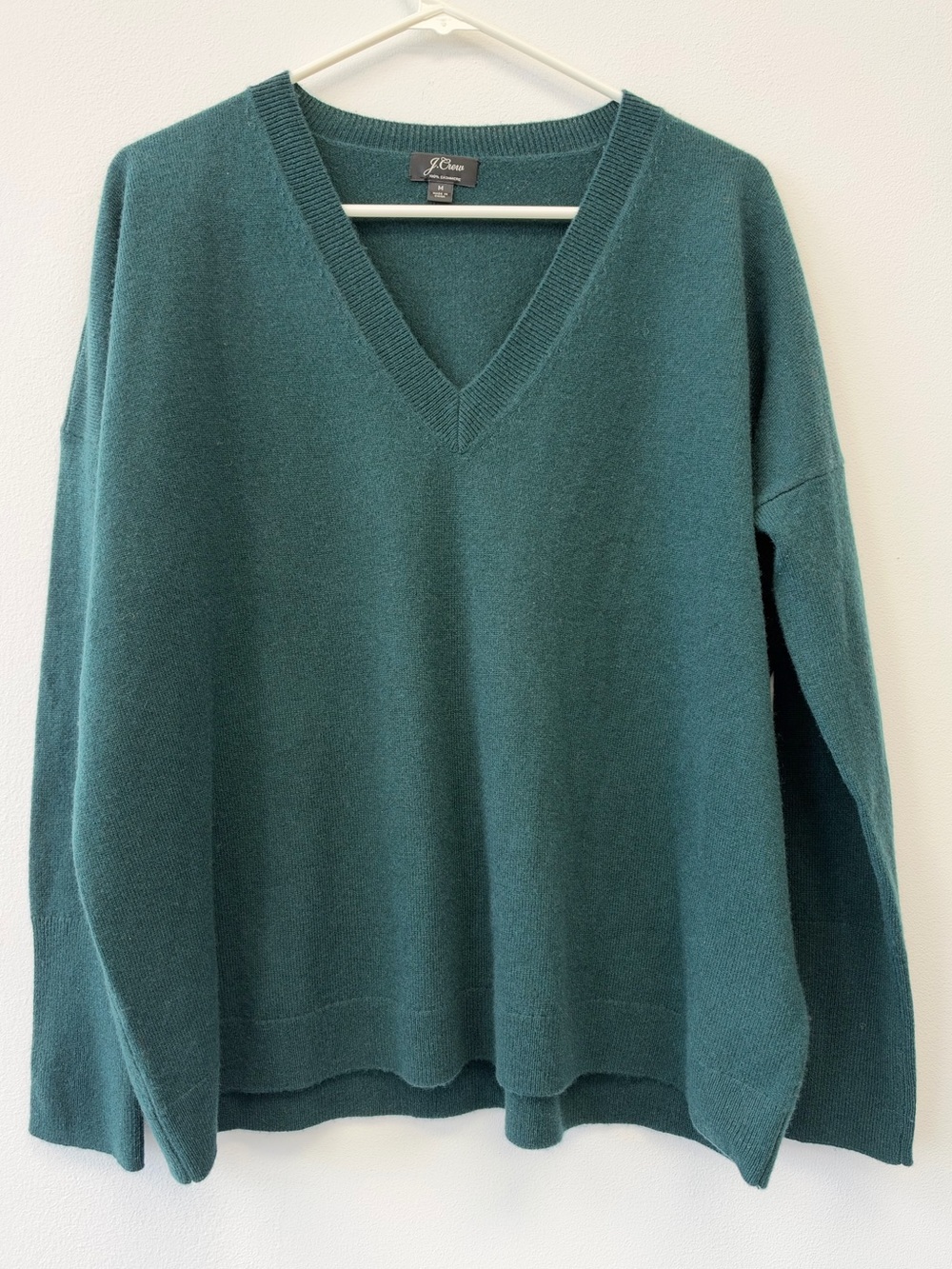 J Crew Green/Teal V-Neck Cashmere Sweater